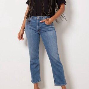 AGolde Kye Midrise Medium Wash Straight Leg Jeans Women's 25 Organic Cotton